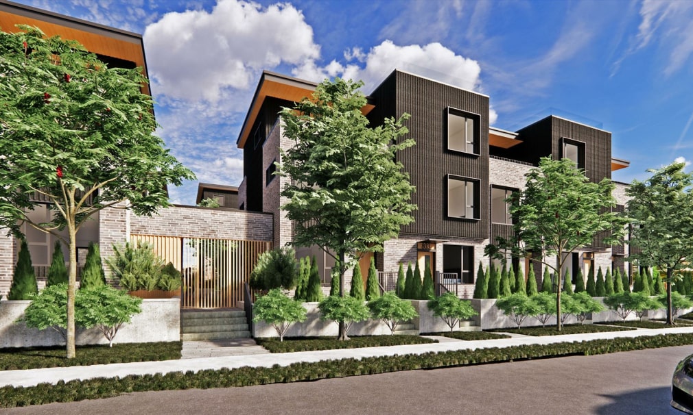 West 49th Land Assembly Vancouver Townhome Development site front view rendering for sale by LUK commercial real estate group