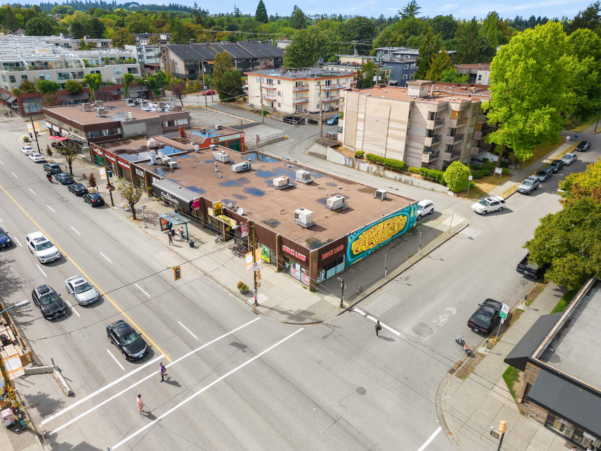 3011-3085 Main aerial picture retail Retail Mixed-Use Multifamily strata investment for sale in Vancouver by LUK commercial real estate group