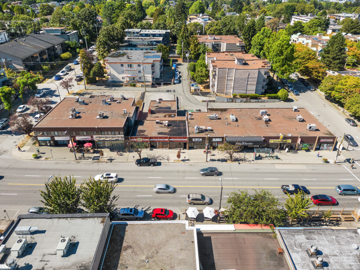 3011-3085 Main aerial picture retail Retail Mixed-Use Multifamily strata investment for sale in Vancouver by LUK commercial real estate group