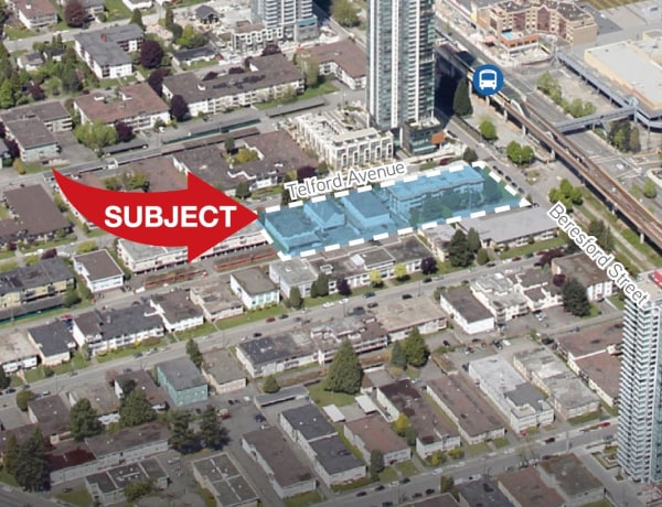 6450-6508 Telford Avenue aerial picture retail investment and development site opportunity for sale in Vancouver by LUK commercial real estate group